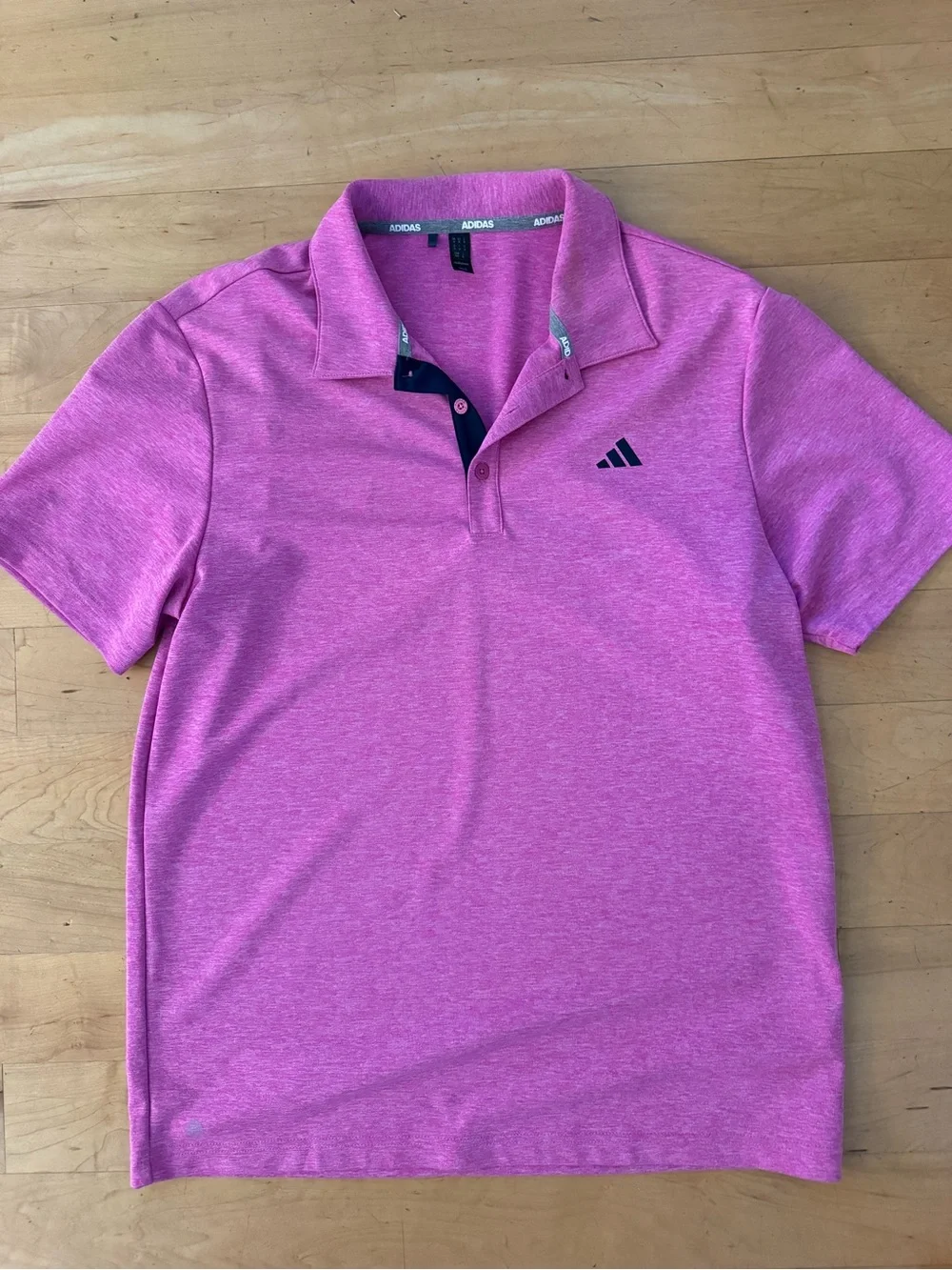 adidas Men’s Heather Pink Polo with Contrast Trim